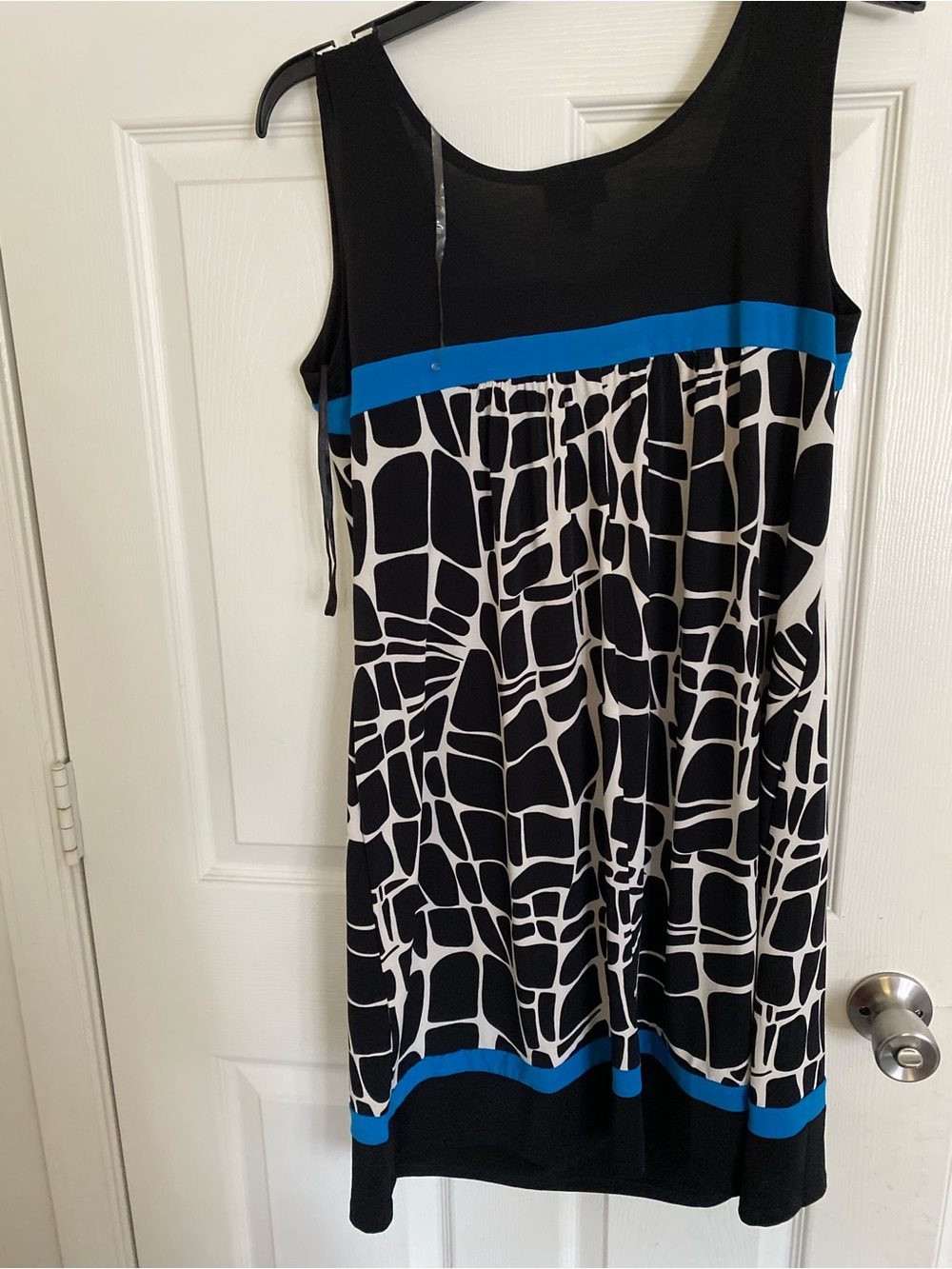 Enfocus Black & White Geometric Tank Dress with Blue Trim size 14w - Picture 3 of 5